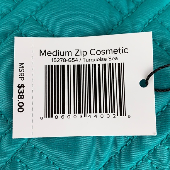 Vera Bradley Medium Zip Cosmetic Turquoise Sea - Picture 13 of 14